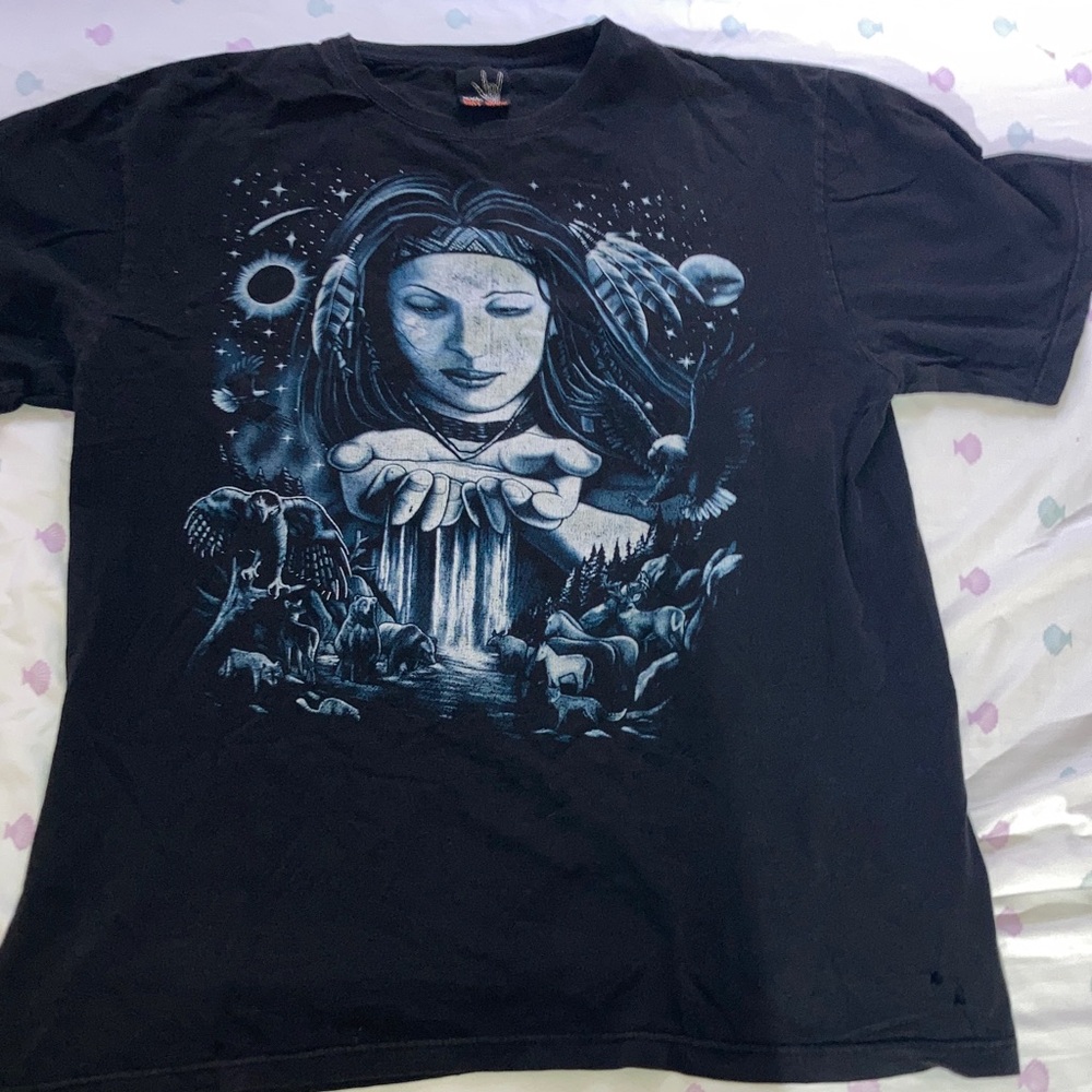 Vintage hot rock Black Graphic T-Shirt with Mystical Design